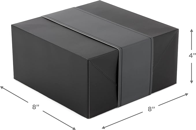 Hallmark 8" Medium Black Gift Boxes with Wrap Bands (3 Boxes, 3 Wrap Bands) for Weddings, Bridal Parties, Groomsmen Gifts, Valentine's Day, Graduations, Wrapped Treats and Cookies