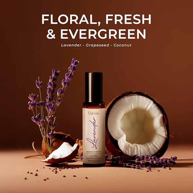 Gya Labs Lavender Essential Oil Roll On - 0.34 Fl Oz - Travel Size Roller for Camping, Skin, Aromatherapy Relief, Convenience