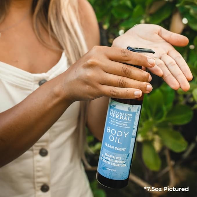 Ora's Amazing Herbal Moisturizing Skin Oil with Eucalyptus & Lemongrass Essential Oils, Body Hydration for Dry Skin, Massage Oil, Body Oils for Men and Women, Natural Skin Care, 2 oz Travel Size