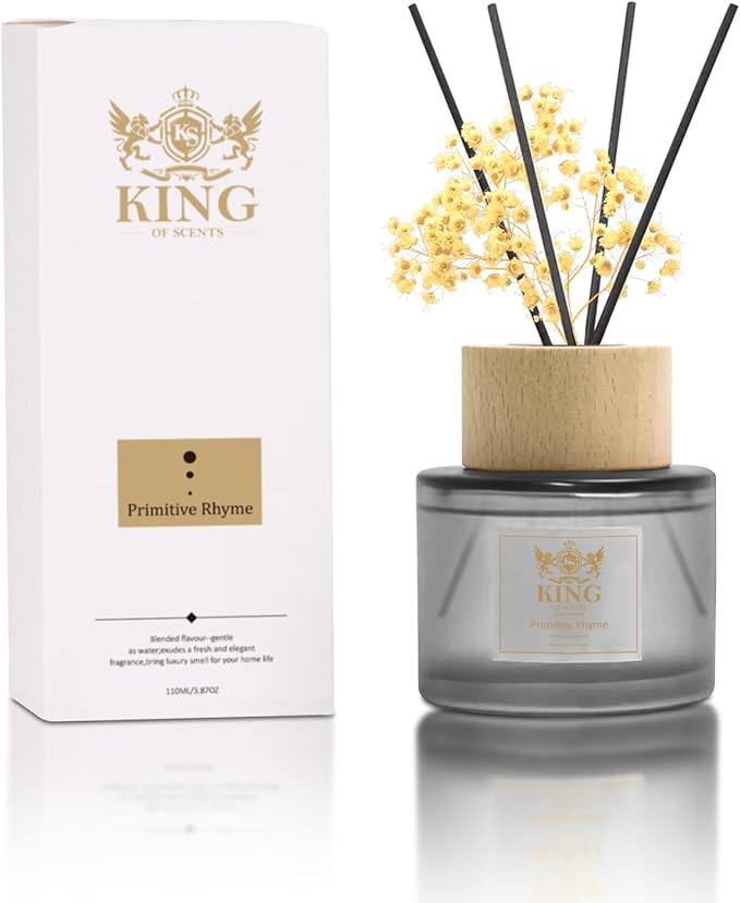 Reed Diffuser (200ml) Primitive Rhyme Reed Diffuser Set,Reed Diffuser & Oil Diffuser Sticks with Flower, Aromatherapy, Home & Kitchen Décor,Fragrance and Gifts