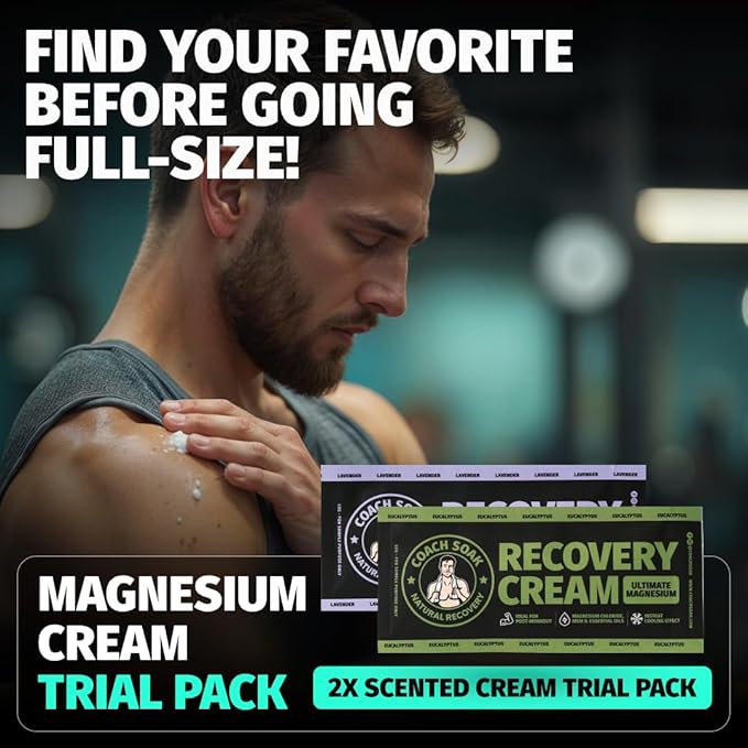 Coach Soak Magnesium Lotion Trial Absorbing Magnesium Chloride & MSM Cream for Athlete Recovery - 0.02 lb (3 Pack) - Eucalyptus & Lavender