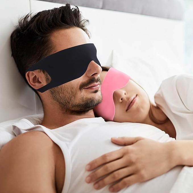 FRESHME Lightweight Breathable Sleep Mask Zero Pressure Blocking Light Sleeping Eye Mask for Men Women Travel Nap Blindfold Eye Shade Cover with Flexible Elastic Ear Hanging for Side Sleeper Pink