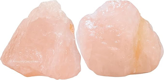 Amazing Gemstone 2 Pieces Star Rose Quartz Raw Crystals and Healing Stones, Natural Rocks for Tumbling and DIY Raw Stones and Crystals