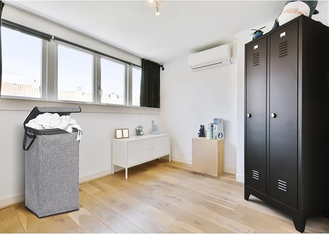 DOKEHOM 100L Laundry Basket with Lid and Removable Laundry Bags, Large Collapsible Laundry Hamper for Bedroom, Bathroom, Laundry Room, Colloge (Grey)