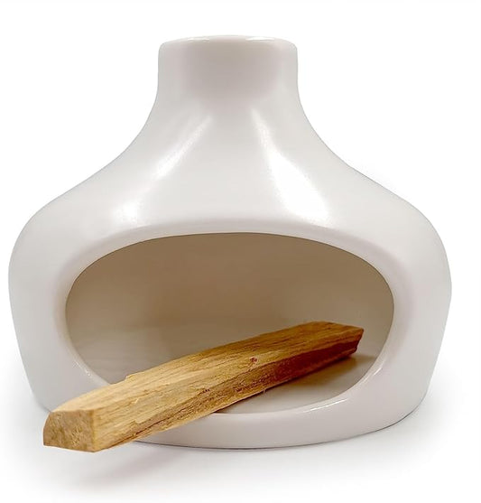 Palo Santo Holder Burner - Chimenea Incense Dish Handmade Ceramic for Palo Santo and Sticks - Sage Holder Ash Catcher for Meditation Decor
