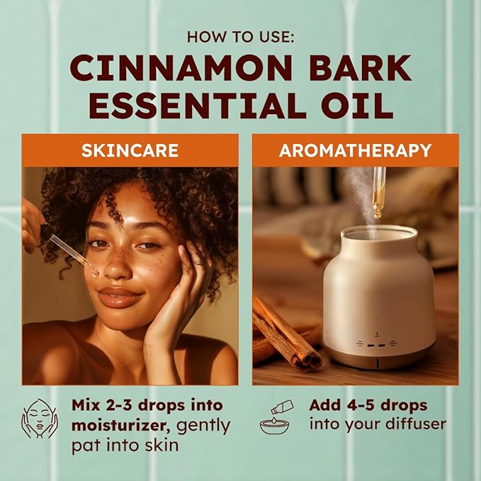 KUKKA Cinnamon Essential Oils - 4 Fl Oz - for Hair, Skin, Diffuser, Aromatherapy & DIY Soap Making Scent