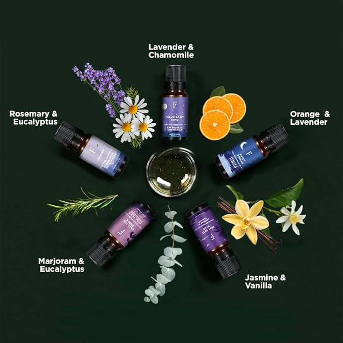 Folkulture Essential Oils for Home | Set of 5 (0.34 fl oz x 5) Vanilla Essential Oil or Lavender Diffuser Oils for Relaxation | Chamomile Essential Oil or Eucalyptus Oil Scents for Women
