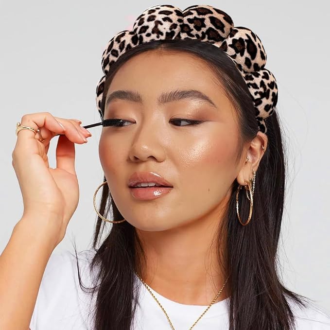 Spa Headbands for Washing Face or Makeup, Sponge Bubble Skincare Headbands, Puffy Terry Cloth Hairband for Women, Skin Care Makeup Headwear Hair Accessories for Girls