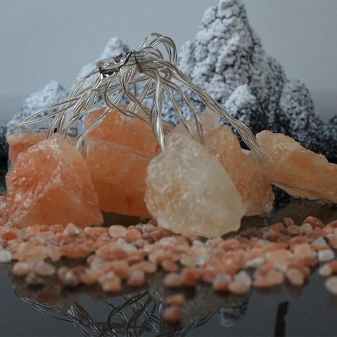 Fantasee Himalayan Salt String Light, Natural Hand Carved Salt Crystal Light Release Negative Ions for Bedroom, Living Room, Office, Home Deco, Yoga, Night Light, Gift (6.6ft 10led)