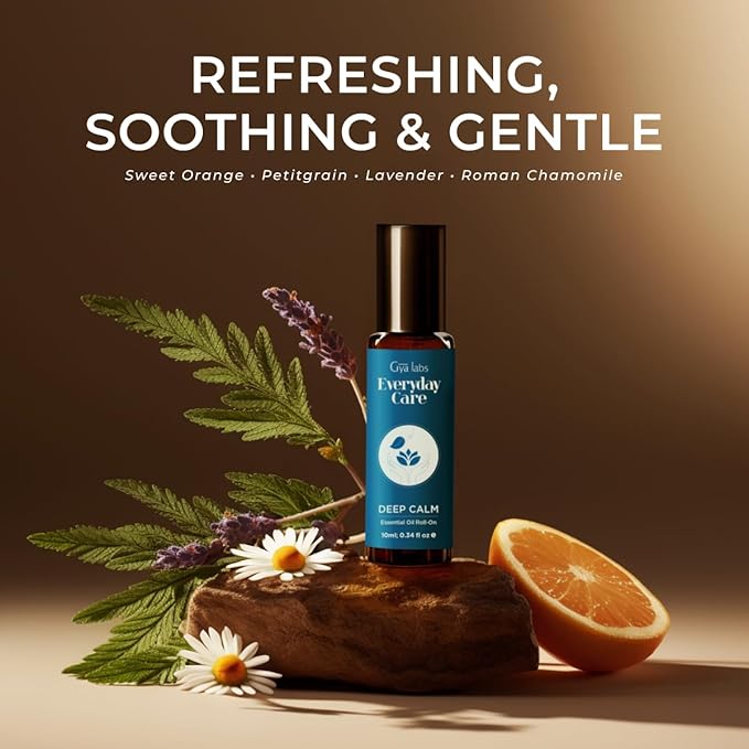 Gya Labs Deep Calm Essential Oil Roll On - 0.34 Fl Oz - Travel Size Roller for Camping, Skin, Aromatherapy Relief, Convenience