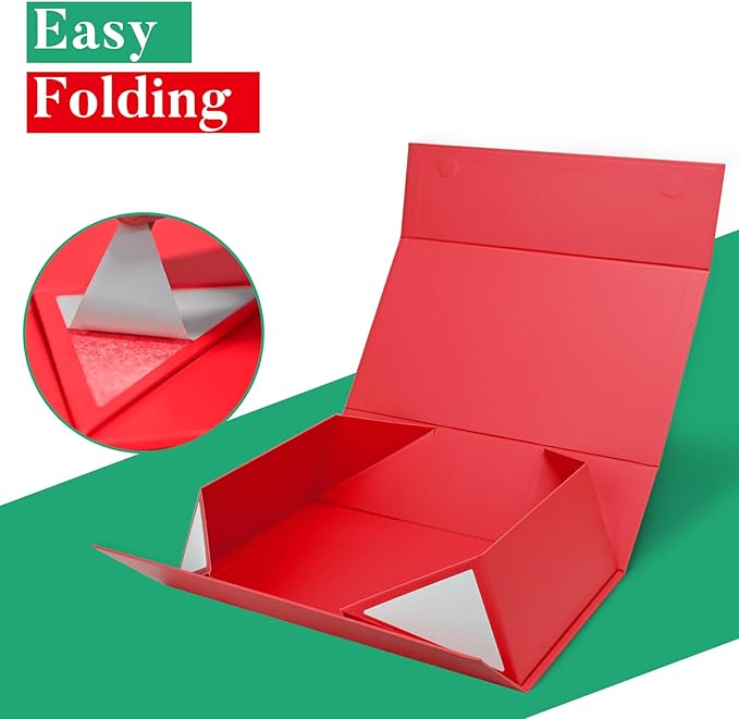 LIFELUM Red Gift Box 13.85 x 8.35 x 4.45 inch Large Gift Boxes with Magnetic Closure Luxury for Gifts Box Contains Card, Ribbon, Shredded Paper Filler Wedding, Christmas, Halloween, Birthday