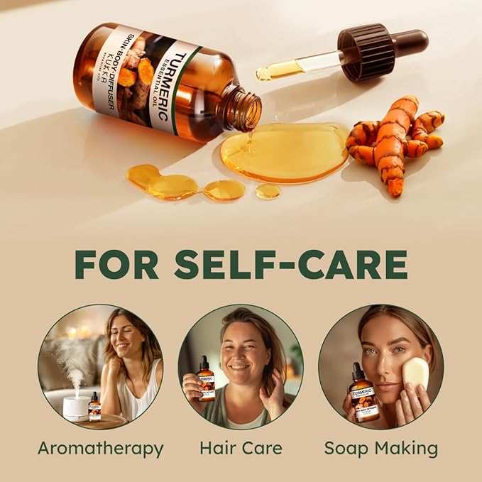KUKKA Turmeric Oil for Skin - 4 Fl Oz - for Hair, Skin, Diffuser, Aromatherapy & DIY Soap Making Scent