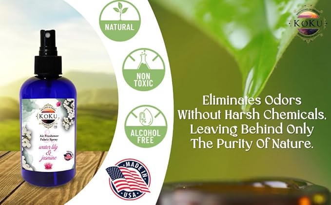 Water Lily Jasmine Air Freshener - Room Spray - Odor Eliminator - Deodorizer - Car Air Freshener - Home Spray - Linen Spray - Fabric Refresher - None Toxic - Alcohol Free - Made in USA (8 Oz)