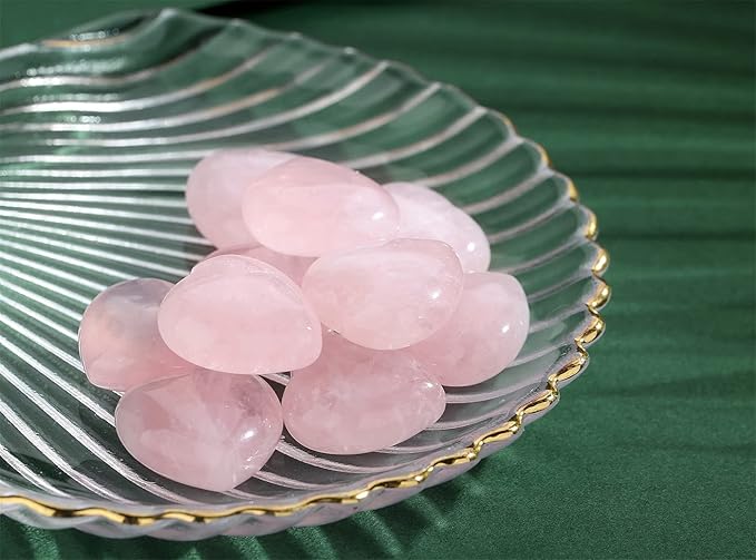 YATOJUZI 5PCS Rose Quartz Natural Heart Healing Crystals 1" Love Stones Sets Bulk Polished Pocket Palm Thumb Gemstones Energy Reiki Balancing Meditation Therapy