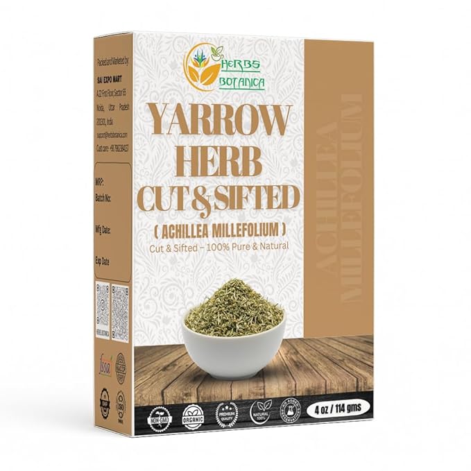 Herbs Botanica Yarrow Herb 100% Natural Dried Yarrow Flowers & Leaves for Tea, Tinctures, & Herbal Preparations – Premium Bulk Herbs for DIY Use – 4 oz Pack