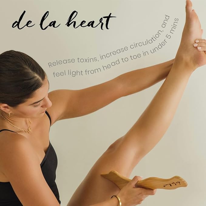 de la heart Wooden Lymphatic Body Massage Tool | Handheld Body Sculpting & Cellulite Massager for Circulation, Muscle Relaxation & Skin Firming | Smooth Wood Maderotherapy Tool for Home Use