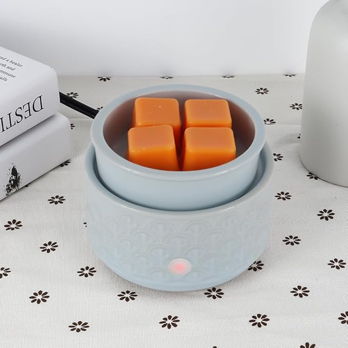 kobodon Ceramic Wax Melt Warmer - 3-in-1Electric Wax Warmer-Fragrance Candle Burner for Scented Wax Tarts and Essential Oils - Wax Melts as Gifts for Moms Grandma Women Girls（Blue）
