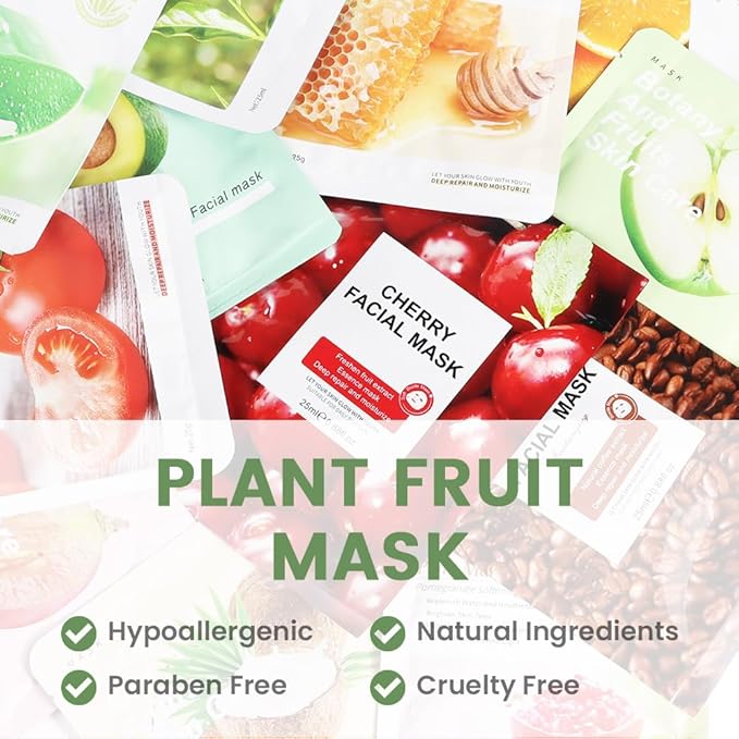 Kaely 12 Pack Variety Face Masks for Kids, Kids Face Mask Spa Day Kit Supplies, Spa Party Favors for Teens Girls Women, Sheet Facial Mask Skincare Gifts Set, Hydrating Nourish for All Skin Types, 01