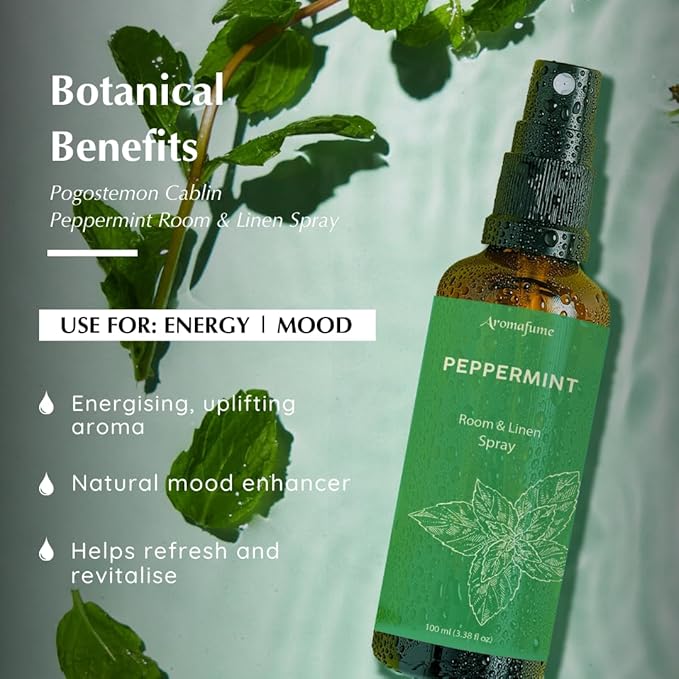 Peppermint Room, Linen & Pillow Spray by Aromafume | 100ml/3.38 fl oz | with Pure Peppermint Essential Oil | Aromatherapy Spray for Relaxation, Sleep & Stress Relief | Mist for Bedding, Fabrics