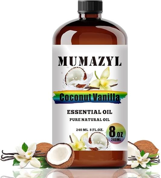 Coconut Vanilla Essential Oil, Coconut Vanilla Oil 8 Fl Oz 240ML for Diffuser Humidifier Yoga Cleaning DIY Candle Soap Making Essential Oils