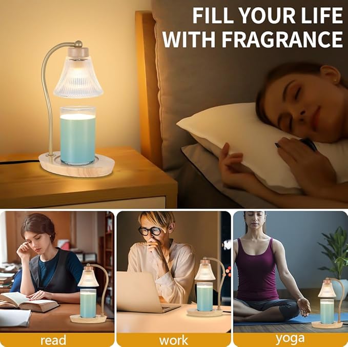 Dimmable Candle Warmer Lamp, Gifts for Women,Electric Candle Melter Melting Wax Fits Small & Large Candle Jar, Scented Candle Holder Vintage Wax Melt Warmer with 2 Bulbs