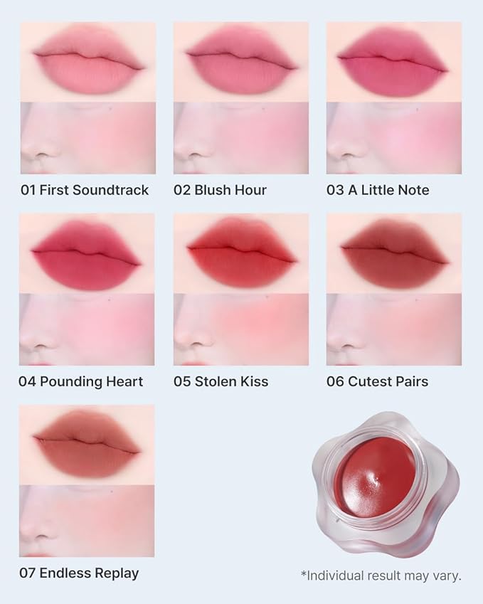DEARMAY Pure Falling Mood Lip Pot No. 04 Pounding Heart 0.23 Oz. Vegan Lip Stain Lip & Cheek Multi-Use Tint With Hydrating Formula for Smooth Soft Blend Without Dryness or Fine Lines, Korean Makeup