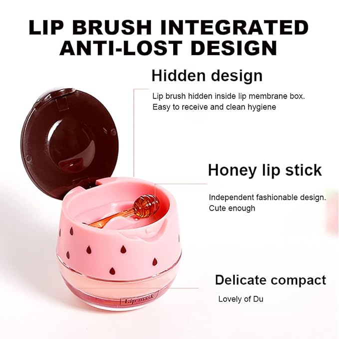 4 PCS Strawberry Lip Balm, Vitamin E Lip Masks Moisturizing Propolis Sleeping Lip Mask, Effective Reduces Lip Lines Prevention Dry and Cracked Lip Scrubs Exfoliator Smoothing Dry Lip Care