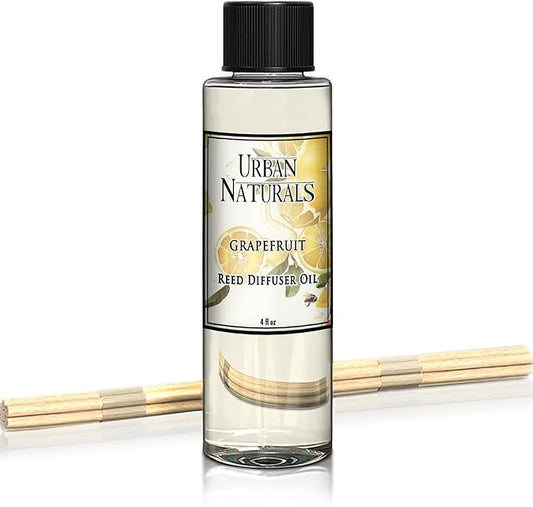 Urban Naturals Grapefruit Scented Oil Reed Diffuser Refill | Includes a Free Set of Reed Sticks! 4 oz.