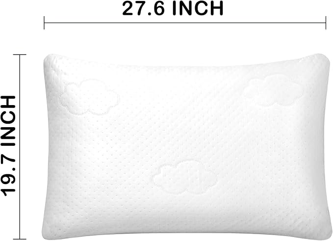 Cooling Memory Foam Pillows for Deep Sleep Bed Pillow forNeck Support with Removable & Washable Cover Cooling Pillow for Neck PainRelief Pillow for Shoulder & Back & Side Queen Set 2