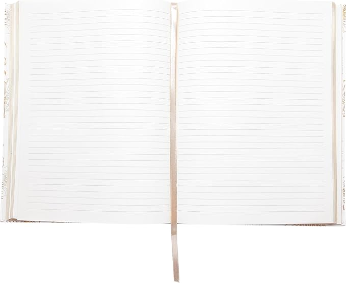Eccolo Desk Size Hardcover Journal, 256 Lined Page Notebook with Gold Edge Paper, 8-x-10-inch, Gold Flower