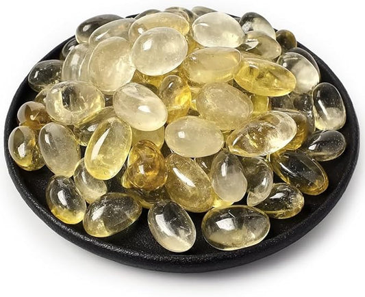 Citrine Healing Crystal Stone Set - 24 to 34 pieces, 0.6" Natural & Polished Stones for Healing, Meditation, Reiki, Chakra, Crafting & Decoration