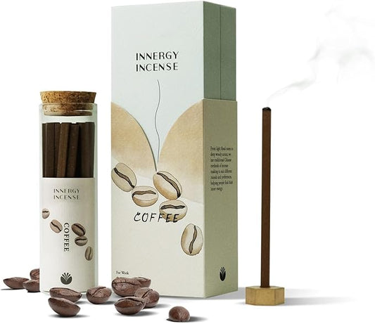 Concentrate Your Mind - Innergy Coffee Incense Sticks, Natural Gourmet Blend for Concentration, 35 Min Burn