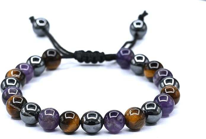 Natural Healing Crystal Bracelet for Women - Mens Bracelet Energy Balancing Gemstones Set - Adjustable Stone Bead Bracelet for Men and Women - Chakra Crystal Therapy Accessory, Meditation