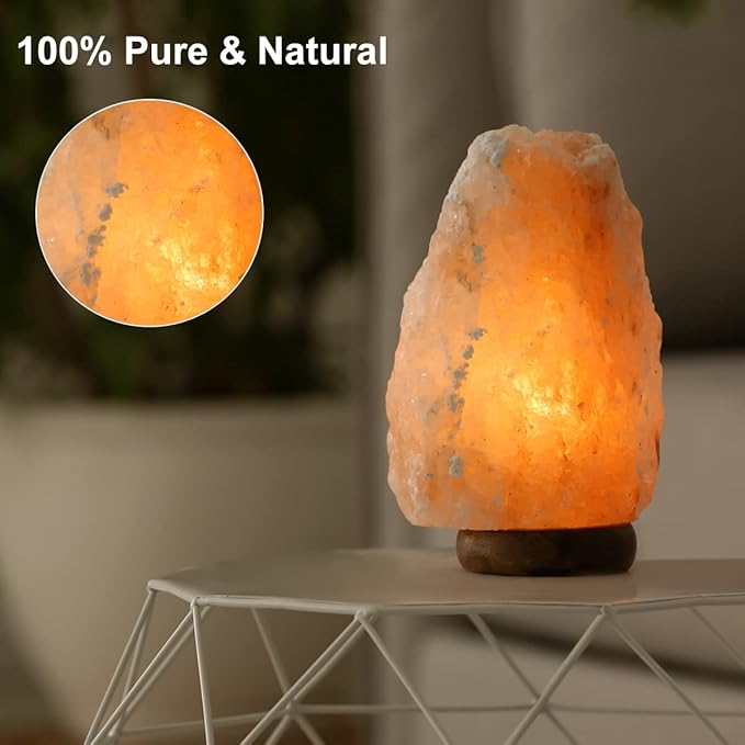 FANHAO USB Himalayan Salt Lamp with 8 Colors Changing, Natural Crystal Salt Rock Lamp Table Lamps for Gifts, Home Décor - Hand Carved, LED Bulb and Real Rubber Wood Base
