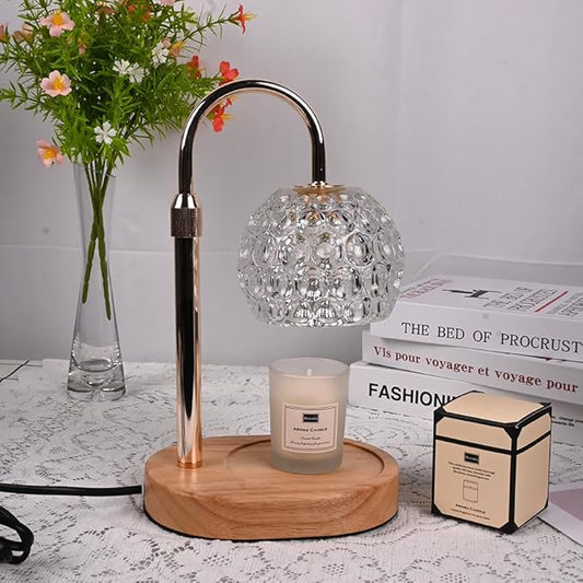 Adjustable Candle Warmer Lamp with Timer, Height & Brightness Control - Dimmable, 2-Bulb Candle Lamp Warmer, Electric Lamp Candle Warmer for Most Jar Candles-Clear