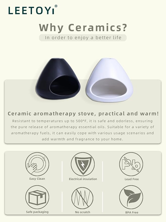 Ceramic Palo Santo Holder - Modern Incense Burner for Meditation,Yoga and Energy Cleansing - Wood Sticks Dish, Cone Burner - Inspired Home Decor Gift (Blak)