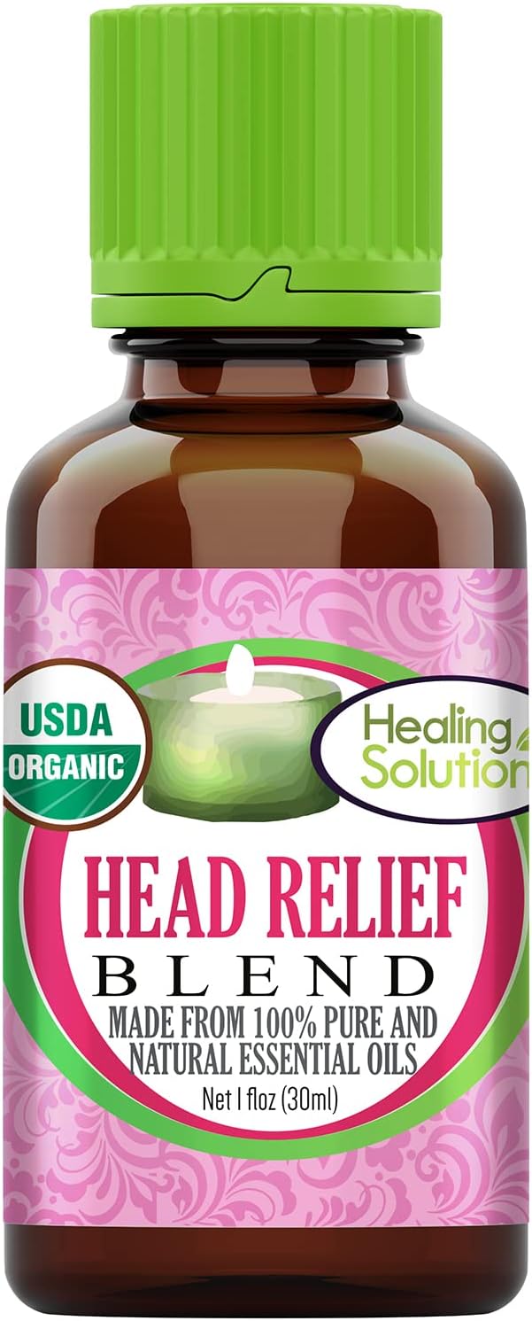 Healing Solutions Head Relief Organic Essential Oil Blend - 1 oz Essential Oils for Diffusers & Aromatherapy