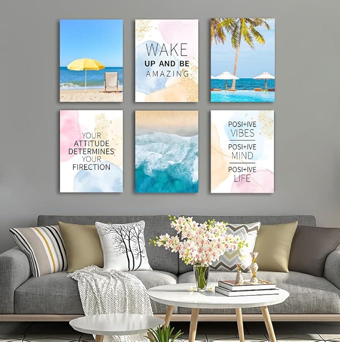 Inspirational Quotes Motto Wall Art，Motivational Office Wall Art Decoration Painting, Suitable for Library, School, Gym,Office， Living Room,Home Deco,Tabletop/Hanging,| 6-pack（29 x 38 cm ） Framed 5