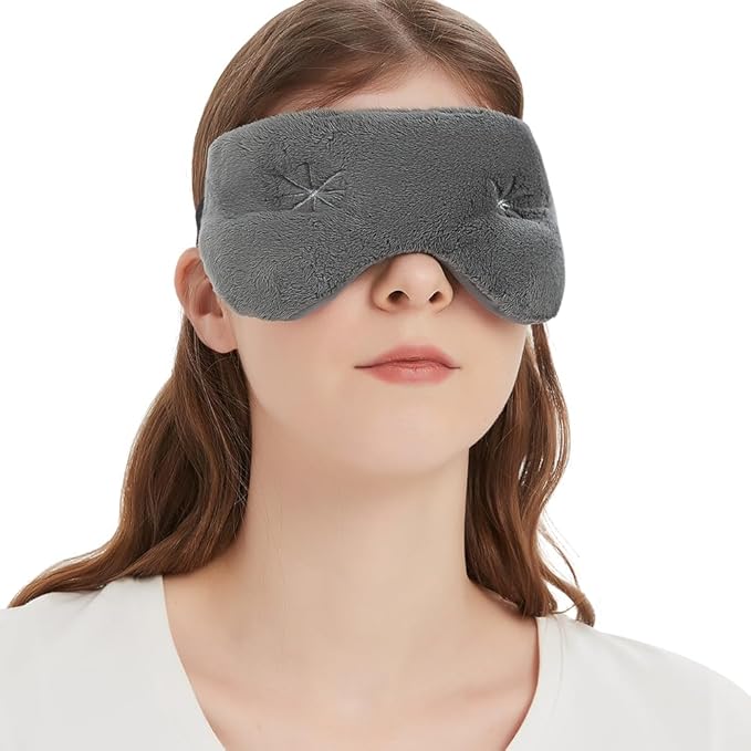 Heated Eye Mask for Dry Eyes, Microwave Moist Heat Eye Compress with Flaxseed, Weighted Warm Eye Mask for Itchy Eyes, Stye, Sleeping, Relaxation, Therapy(Gray)