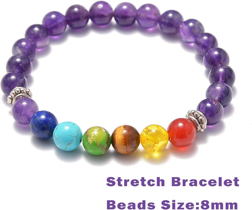 AD Beads 2Pcs His & Hers Distance Beads Bracelets Elastic Natural Stone Yoga Bracelet