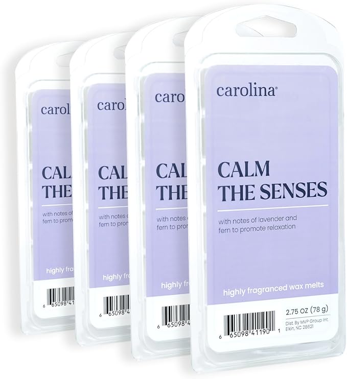 Carolina Calm The Senses Scented Wellness Wax Melts, Wax Melt Warmer Cubes, Long Lasting Scented Wax Warmer Cubes, 4 Pack, 6 Cubes Each - Made in The USA