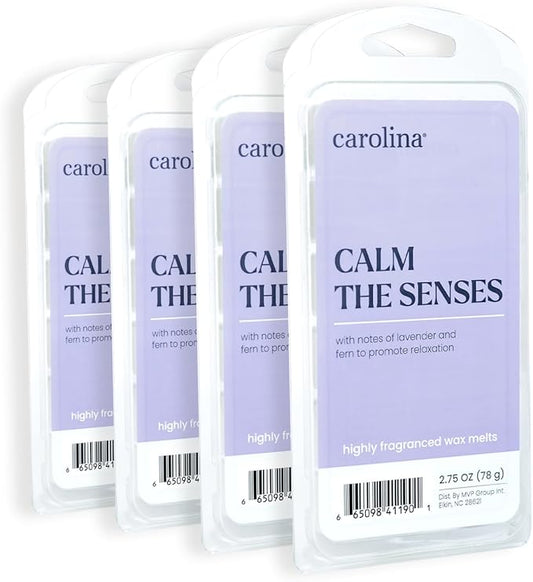 Carolina Calm The Senses Scented Wellness Wax Melts, Wax Melt Warmer Cubes, Long Lasting Scented Wax Warmer Cubes, 4 Pack, 6 Cubes Each - Made in The USA