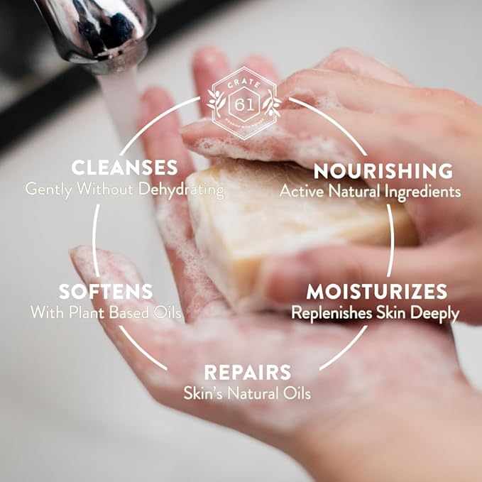 Crate 61 Organics, Handmade in Canada, Plant Based Cold Process Natural Bar Soap, With Premium Essential Oils, Pack of 6 (Dry Skin)
