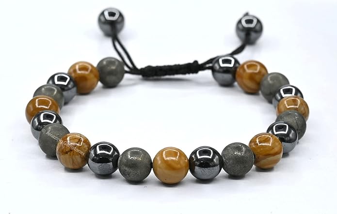 Natural Healing Crystal Bracelet for Women - Mens Bracelet Energy Balancing Gemstones Set - Adjustable Stone Bead Bracelet for Men and Women - Chakra Crystal Therapy Accessory, Meditation
