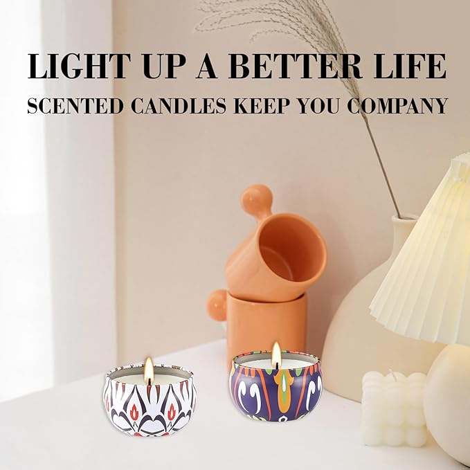 2-Pack Aromatherapy Scented Candles - Bonfires and Cinnamon, Natural Soy Wax with Natural Essential Oils, Use for Home Decor, Yoga,Bath,Women,Mother's Day Gift.