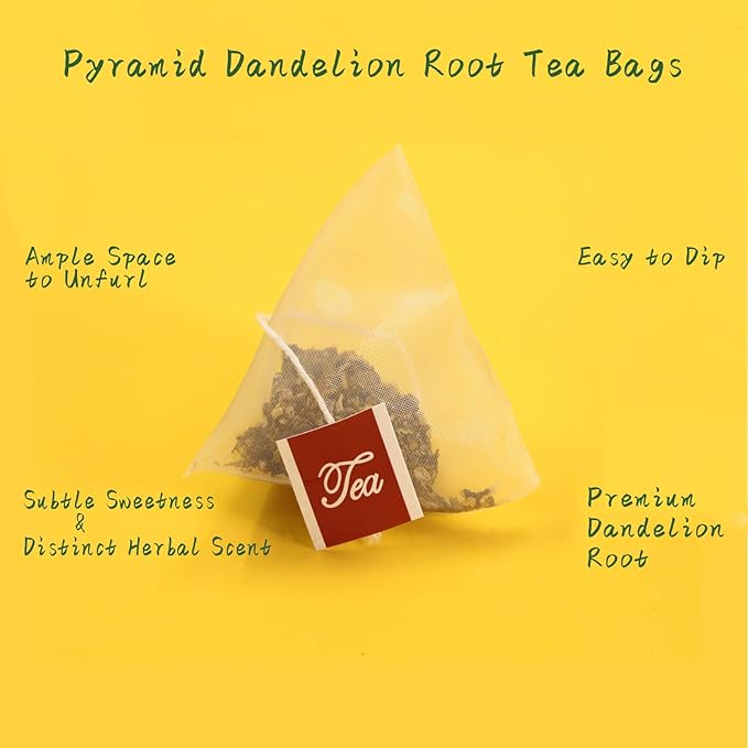Jarteela Dandelion Root Tea - 2g Pyramid Bags, 50 Count - Raw, Non-GMO, Caffeine-Free