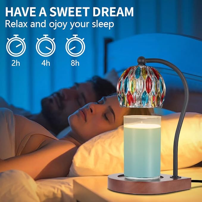 Candle Warmer Lamp with Timer, Birthday Gifts for Women Electric Candle Lamp Warmer for Jar Candles with 2Bulbs, Candle Warmer for Home Decor Mom Christmas (05-Seven Colors)