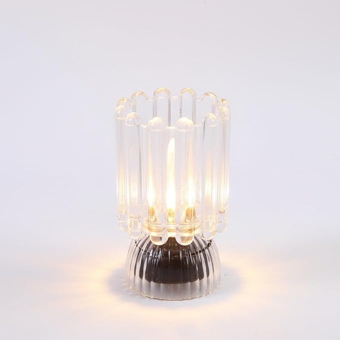 Battery Operated Lamp with Auto-Off Timer, Cordless Table Night Light for Bedroom & Entryway, Portable LED Lamp for Home, Outdoor, Camping No Battery Included (‎Wine Glass Design-White)