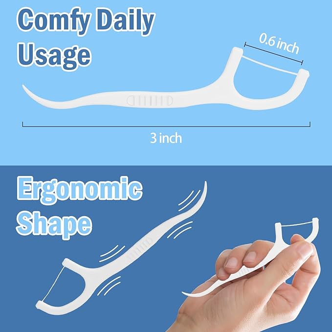 Dental Floss Picks 300ct - Dentist-Approved Double Clean Flossers with Toothpick | Extra Strong Floss & Built-in Pick | Ergonomic Handle for Teeth & Gums | Portable for Kids & Adults
