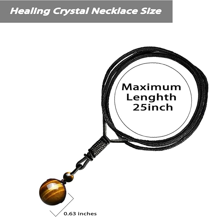 Crystal Necklaces for Women Men, Tigers Eye Amethyst Obsidian Pendant for Protection, Crystals and Healing Stones Necklace Jewelry for Spiritual